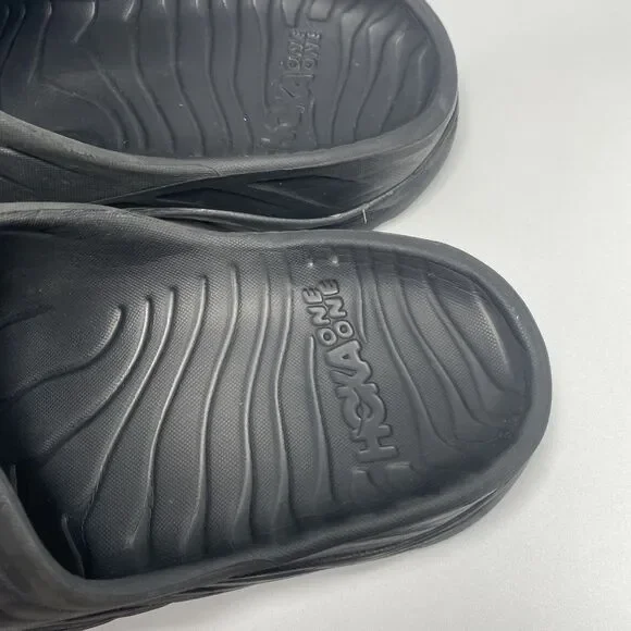 Hoka One One Ora Mens Black Sandals Recovery Slides Comfort Cushioned Slip On M7 - Picture 2 of 6